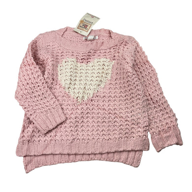 Girls Charlie & Me, pink chunky knit sweater / jumper, heart, NEW, size 3,  