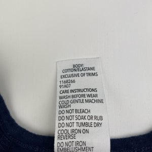 Girls Big W, navy Christmas tee / top, unicorn, GUC, size 5,  