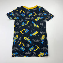 Load image into Gallery viewer, Boys Kirkland, pyjama tee / top, diggers &amp; dinosaurs, GUC, size 5,  