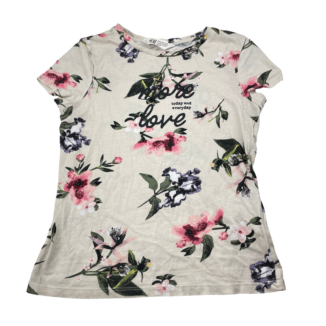 Girls H&M, floral lightweight cotton tee / top, GUC, size 9-10,  