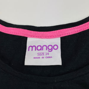 Girls Mango, black cotton tee / top, GUC, size 14,  