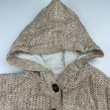 Load image into Gallery viewer, Girls Pumpkin Patch, thick fleece lined chunky knit hooded cardigan, GUC, size 2,  