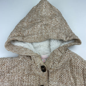 Girls Pumpkin Patch, thick fleece lined chunky knit hooded cardigan, GUC, size 2,  