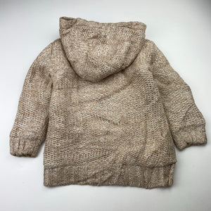 Girls Pumpkin Patch, thick fleece lined chunky knit hooded cardigan, GUC, size 2,  