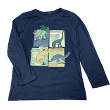 Load image into Gallery viewer, Boys Target, navy organic cotton long sleeve tee, dinosaurs, EUC, size 7,  