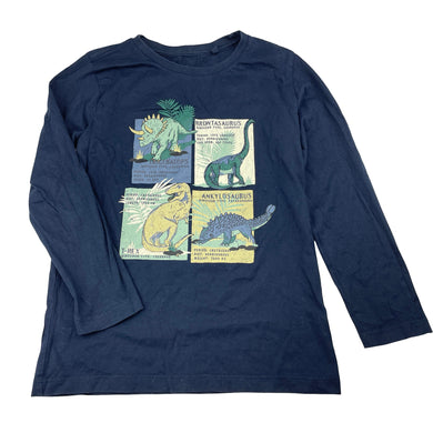 Boys Target, navy organic cotton long sleeve tee, dinosaurs, EUC, size 7,  