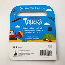 Load image into Gallery viewer, Books Carry and Count with Me, Five Red Trucks, by Katie Button, board book, GUC, size ,  