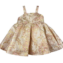 Load image into Gallery viewer, Girls SHEIN, lined gold &amp; pink floral party dress, EUC, size 0, L: 43cm