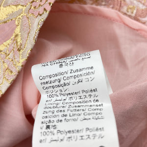 Girls SHEIN, lined gold & pink floral party dress, EUC, size 0, L: 43cm