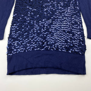 Girls Target, navy cotton & sequin long sleeve dress, EUC, size 8, L: 63cm