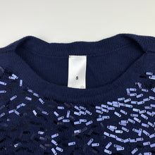 Load image into Gallery viewer, Girls Target, navy cotton &amp; sequin long sleeve dress, EUC, size 8, L: 63cm