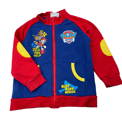 Boys Paw Patrol, fleece lined zip up sweater, wash fade & pilling, FUC, size 5,  