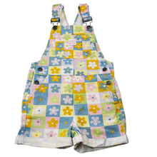 Load image into Gallery viewer, Girls GHANDA, denim overalls / shortalls, flowers, GUC, size 5-6,  