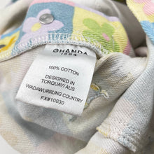 Load image into Gallery viewer, Girls GHANDA, denim overalls / shortalls, flowers, GUC, size 5-6,  
