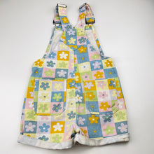 Load image into Gallery viewer, Girls GHANDA, denim overalls / shortalls, flowers, GUC, size 5-6,  