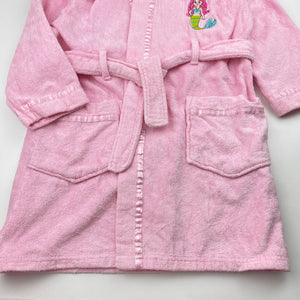Girls Lily & Dan, pink toweling dressing gown / bath robe, mermaid, FUC, size 3,  