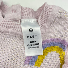 Load image into Gallery viewer, Girls Target, knitted cotton dress, rainbows, GUC, size 000, L: 31cm