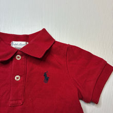Load image into Gallery viewer, Boys Ralph Lauren, red cotton polo shirt top, GUC, size 6 months,  