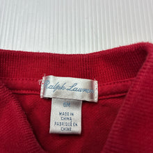 Load image into Gallery viewer, Boys Ralph Lauren, red cotton polo shirt top, GUC, size 6 months,  