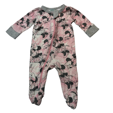 Girls Disney, Minnie Mouse cotton zip coverall / romper, GUC, size 0000,  