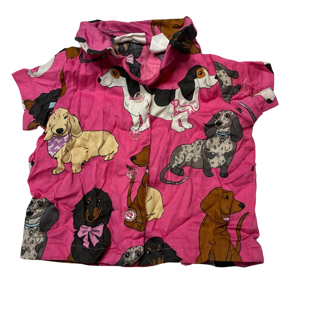 Girls Peter Alexander, lightweight cotton short sleeve top, dogs, EUC, size 000,  