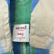 Load image into Gallery viewer, Boys Seed, striped lightweight cotton overalls / shortalls, EUC, size 0,  