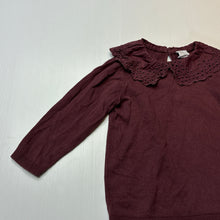 Load image into Gallery viewer, Girls H&amp;M, broderie trim knitted cotton top / sweater, FUC, size 1,  