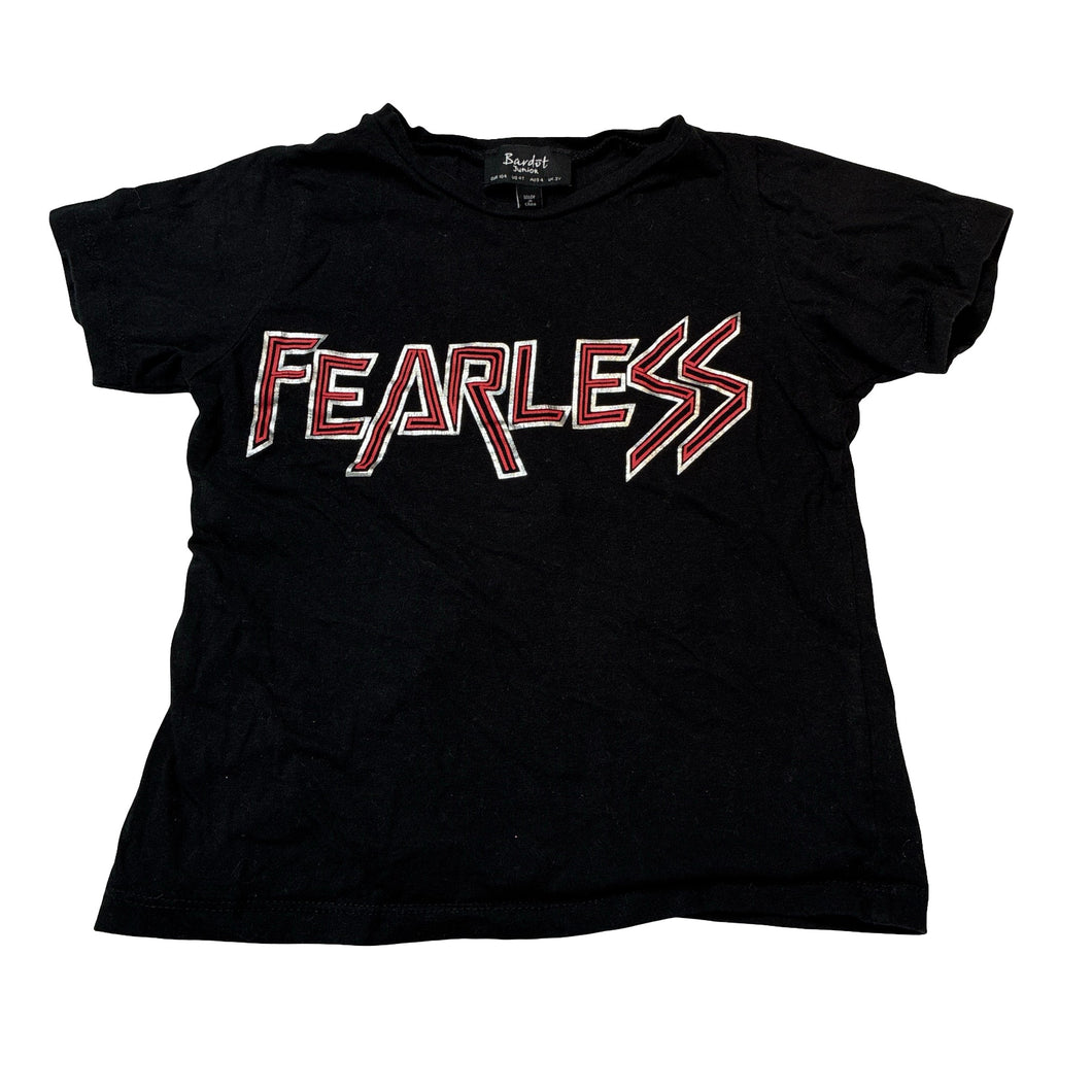 Unisex Bardot Junior, black cotton tee / top, GUC, size 4,  