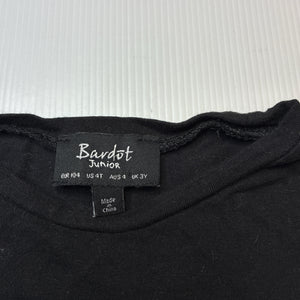 Unisex Bardot Junior, black cotton tee / top, GUC, size 4,  