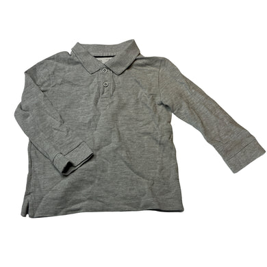 Boys Zara, grey cotton long sleeve polo top, EUC, size 2,  