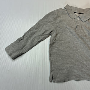 Boys Zara, grey cotton long sleeve polo top, EUC, size 2,  