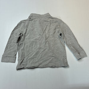 Boys Zara, grey cotton long sleeve polo top, EUC, size 2,  