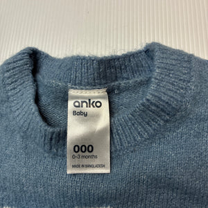 Unisex Anko, soft feel stretchy sweater / jumper, EUC, size 000,  
