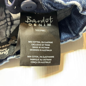 Unisex Bardot Junior, stretch denim shorts, adjustable, GUC, size 00,  