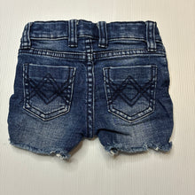 Load image into Gallery viewer, Unisex Bardot Junior, stretch denim shorts, adjustable, GUC, size 00,  