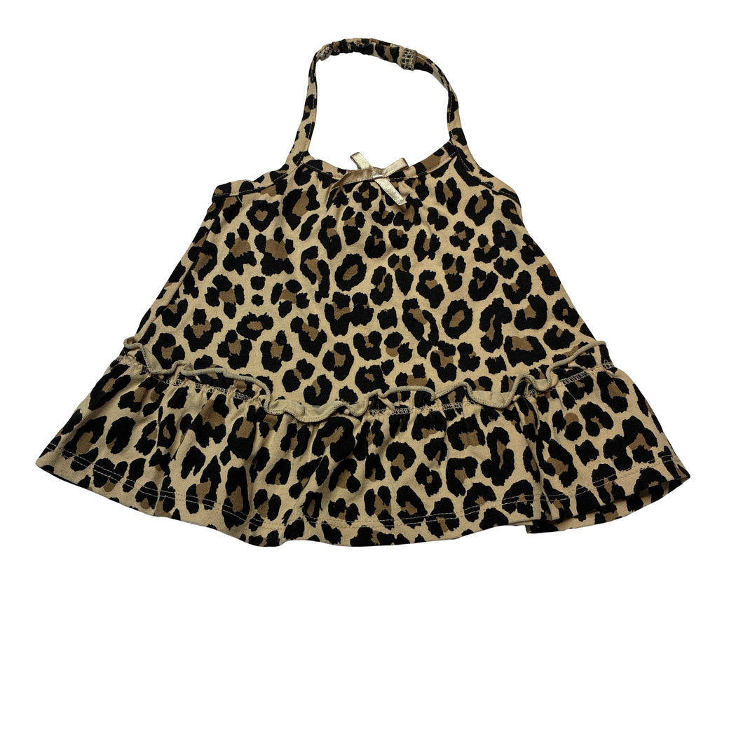 Girls FADED GLORY, leopard print halter-neck summer top, EUC, size 000,  
