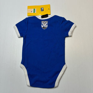 Unisex NRL Supporter, Bulldogs cotton bodysuit / romper, NEW, size 000,  