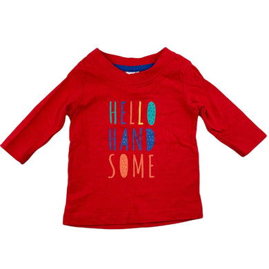 Tiny Little Wonders red cotton long sleeve t-shirt / tee, size 000, Pre-loved