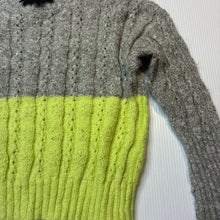 Load image into Gallery viewer, Girls Bardot Junior, grey &amp; green stretchy knit sweater / jumper, GUC, size 000,  