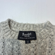Load image into Gallery viewer, Girls Bardot Junior, grey &amp; green stretchy knit sweater / jumper, GUC, size 000,  