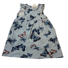 Load image into Gallery viewer, Girls H&amp;M, striped cotton summer dress, butterflies, EUC, size 1, L: 43cm