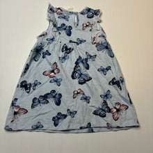 Load image into Gallery viewer, Girls H&amp;M, striped cotton summer dress, butterflies, EUC, size 1, L: 43cm