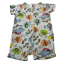 Load image into Gallery viewer, Unisex Dr Seuss, stretchy zip romper, GUC, size 0,  