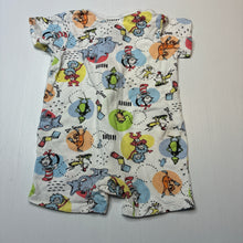 Load image into Gallery viewer, Unisex Dr Seuss, stretchy zip romper, GUC, size 0,  