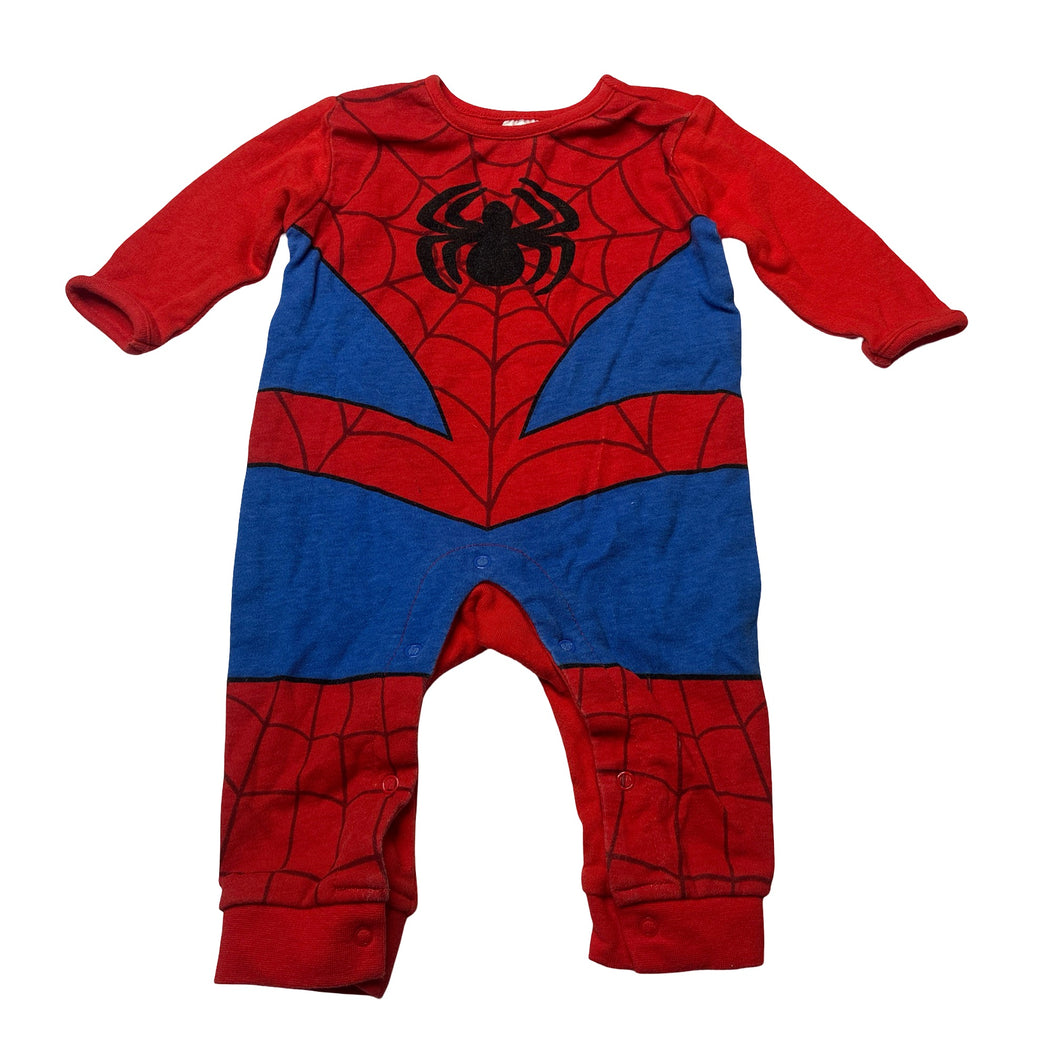 Boys Marvel, Spiderman cotton romper, wash fade, FUC, size 000,  