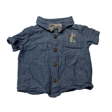 Boys Beatrix Potter, Peter Rabbit embroidered cotton short sleeve shirt, EUC, size 00,  