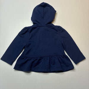 Girls Tommy Hilfiger, navy lightweight hooded jacket / top, GUC, size 12 months,  