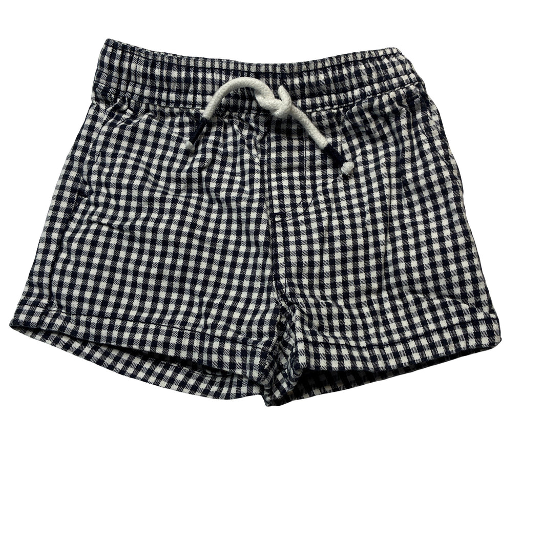 Unisex Seed, checked stretch cotton shorts, elasticated, EUC, size 00,  