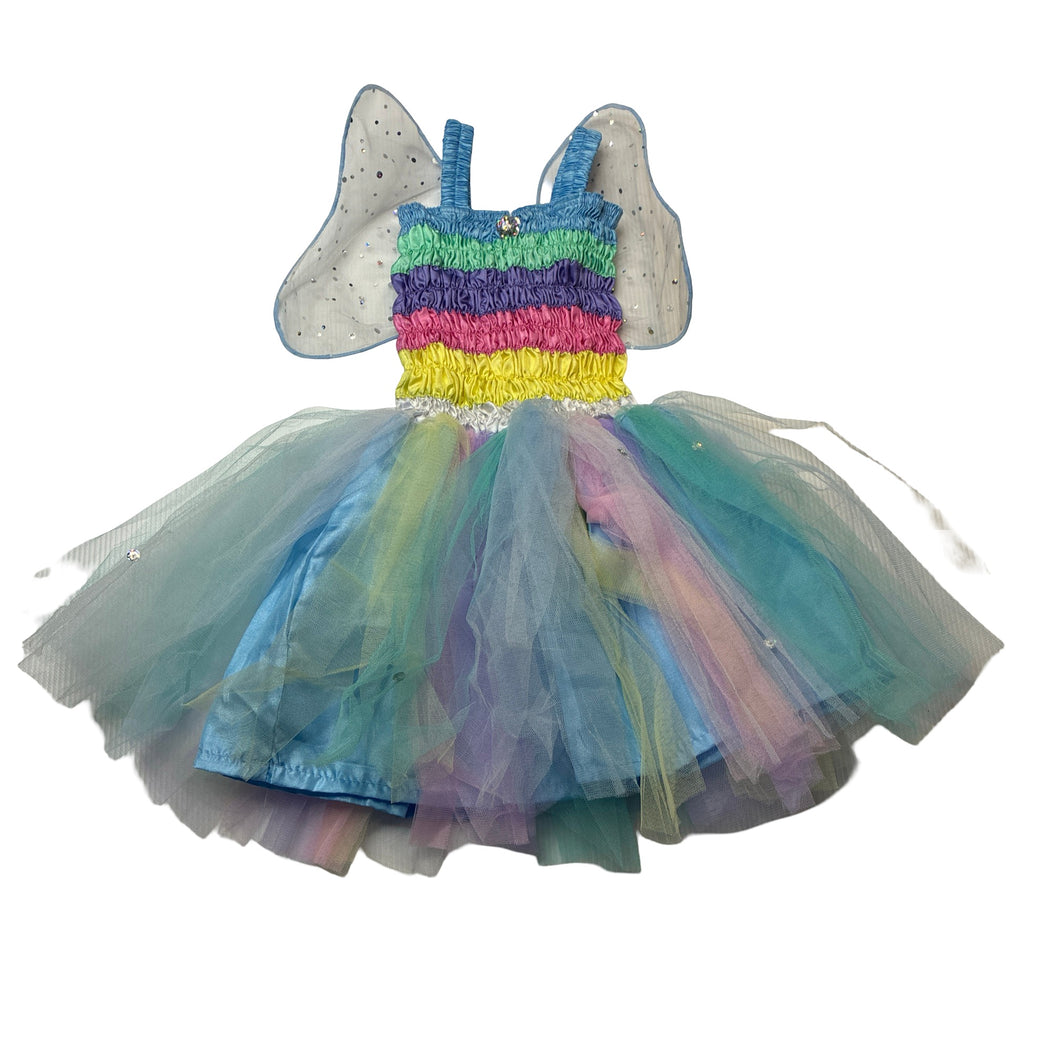 Girls Fairy Girls, rainbow stripe tulle fairy dress, Sz: XS, EUC, size 0-1, L: 43cm
