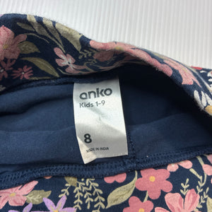 Girls Anko, floral skirt, built-in shorts, elasticated, EUC, size 8,  
